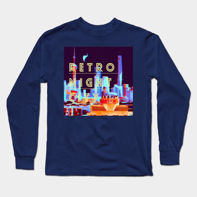 Retro Night City Long Sleeve T-Shirt by lofi_retrowave